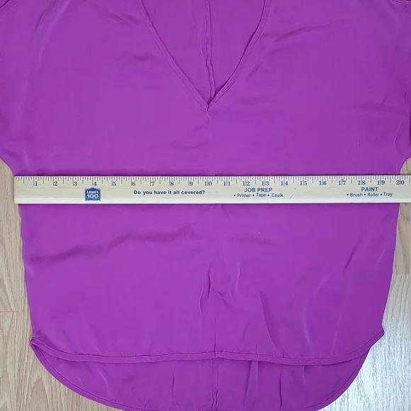 Milly size 10 silk blend  v neck short dolman sleeve top blouse magenta fuchsia - Picture 9 of 12